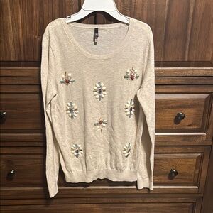 The Limited Cream Sweater with beaded design